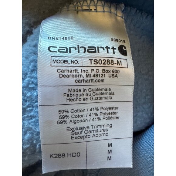 Carhartt K288 Hoodie Medium Loose Fit Blue Neon Logo Sleeve TS02880M Workwear - Picture 4 of 9